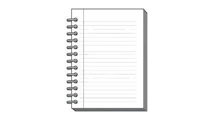Spiral bound notebook with lined paper shown in a clean line art style suitable for education, business, and note taking themes.