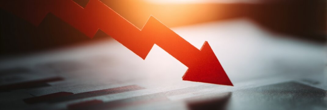 Red arrow pointing down on a piece of paper