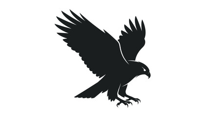 Obraz premium Black silhouette of an eagle flying.