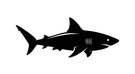 Obraz premium Black silhouette of a shark swimming.