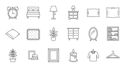 Collection of Hand Drawn Furniture and Home Decor Icons.