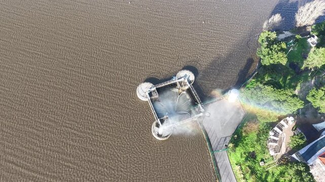 Aerial view of dam water intake