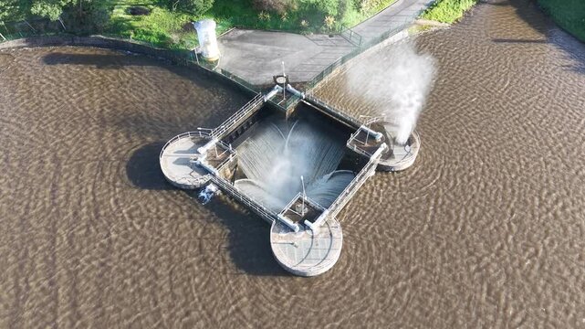 Aerial view of dam water intake