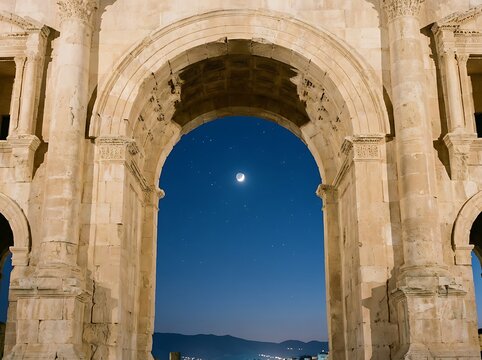 Archway Frame with Moonlit Sky