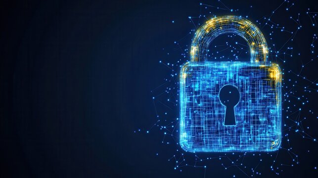 Abstract digital lock symbolizing multi-factor authentication and cybersecurity protection on a dark background