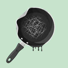 Damaged Non Stick Frying Pan Illustration