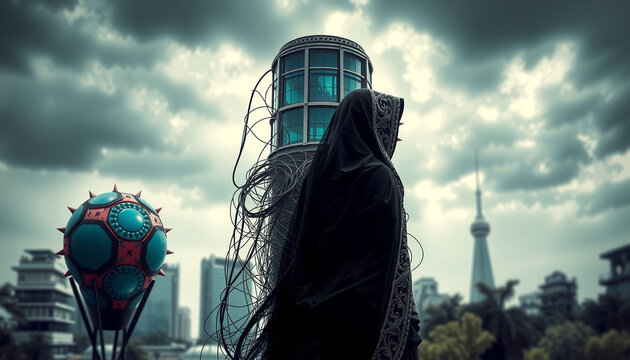 Veiled Sentinel Under Storm