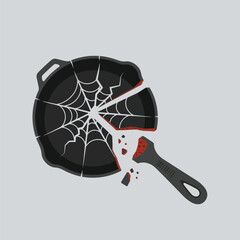 Broken Skillet Spider Web Halloween Ruin