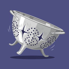 Shiny Metal Colander Kitchen Tool Graphic