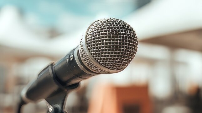 Close up of a professional microphone ready for performance