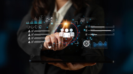 A dashboard for customer relationship management (CRM). The data analysis and market research help...