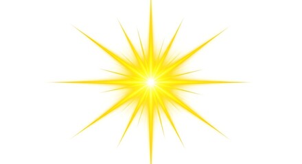 Fototapeta premium Bright yellow starburst radiating energy and light on white background