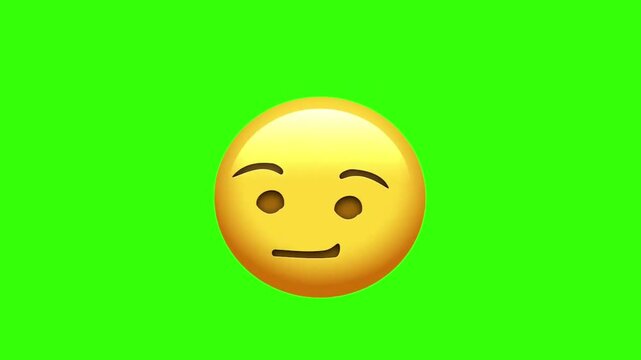 Smirking face emoji expression with green screen background
