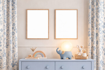 frame mockup kids in blue colors