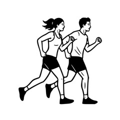 Obraz premium couple running silhouette fitness exercise illustration