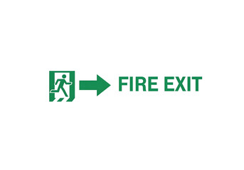 Obraz premium Green fire exit right arrow sign png on transparent background