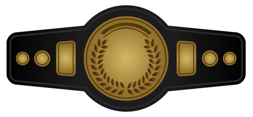 ボクシングやプロレスなどの格闘技のスポーツで使うチャンピオンのベルトをゴールドや黒のカラーでグラデーションを付けてデザインしたベクターのイラストのグラフィック素材