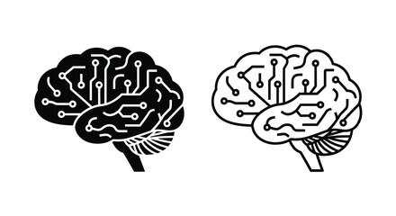 Two human brains with circuitry a striking visual silhouette © MK2.00