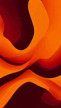 Abstract wavy orange and dark red motion graphic, fluid creative design, modern digital background art for presentation Vertical video