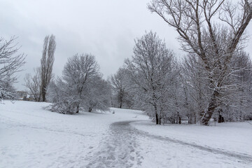 Obraz premium Winter Landscape of South Park in city of Sofia, Bulgaria