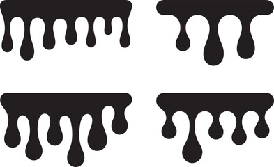 black dripping paint set liquid drip silhouettes vector illustration