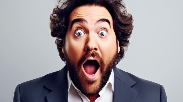 Unveiling Amazement: A close-up shot of a man expressing utter surprise, his eyes wide with wonder, and mouth agape, capturing a moment of genuine shock.