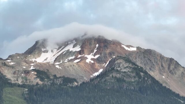 Cloud Covered Alpine Peak Near Whistler, British Columbia