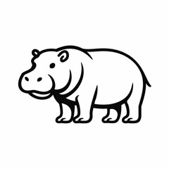 Obraz premium Hippopotamus Black and White Line Art Illustration