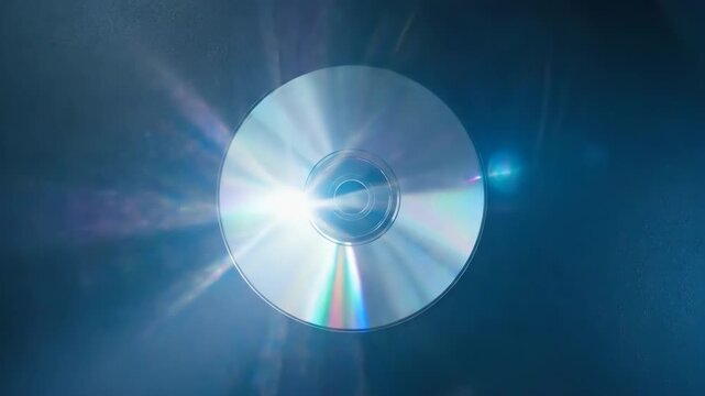 Shimmering compact disc, cinematic  bokeh effects.