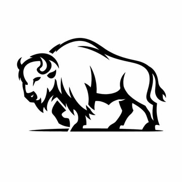 Buffalo Black and White Line Art Illustration