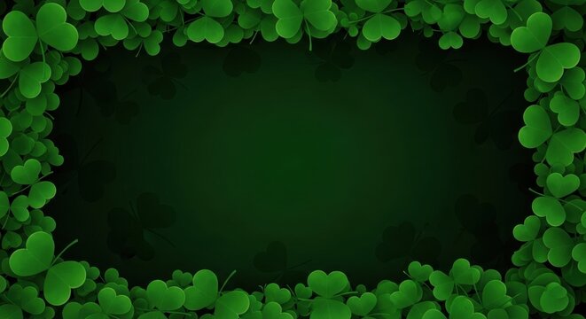 A green shamrock frame with a dark background