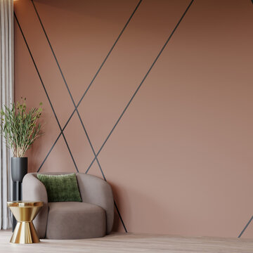 Mocha mousse trend color wall in lounge minimlal interior design