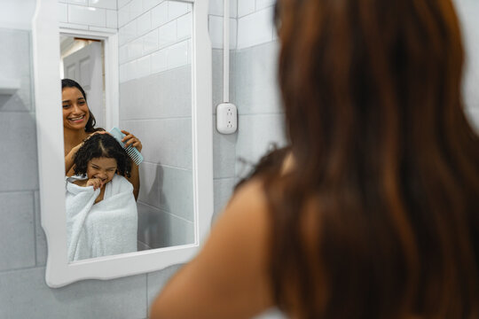 Brushing hair after bath