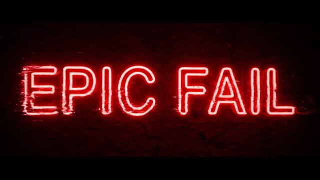 A striking neon sign displaying 'EPIC FAIL', perfect for conveying a sense of humor, error, or acknowledging setbacks in a bold and modern style. Usef
