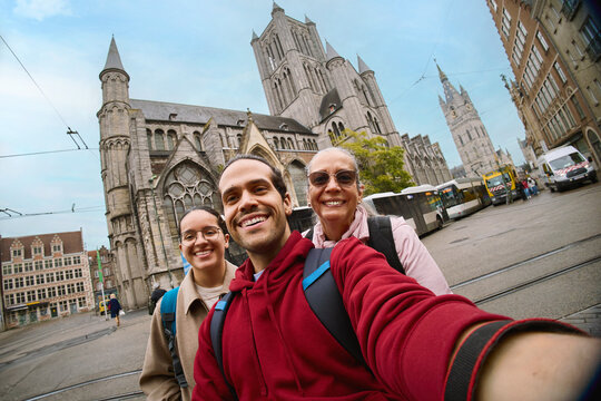 Family Selfie at European Cathedral in Gent 