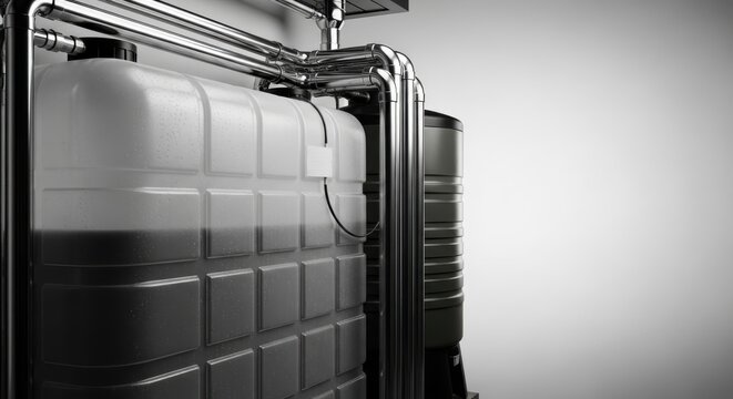 Industrial plastic water storage tanks and metal piping system for liquid management and containment solutions