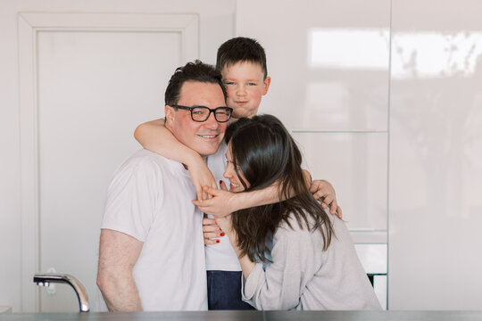 Family sharing affectionate moment together