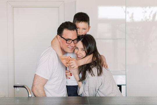 Family sharing affectionate moment together