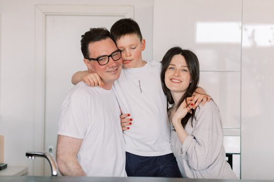 Family sharing affectionate moment together