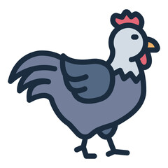 rooster filled line icon. male chicken bird. farm livestock. poultry breeding © andinur