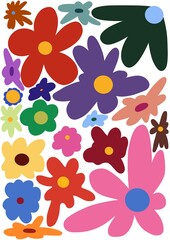 Set of coloured flowers on 8 March. Floral elements set.