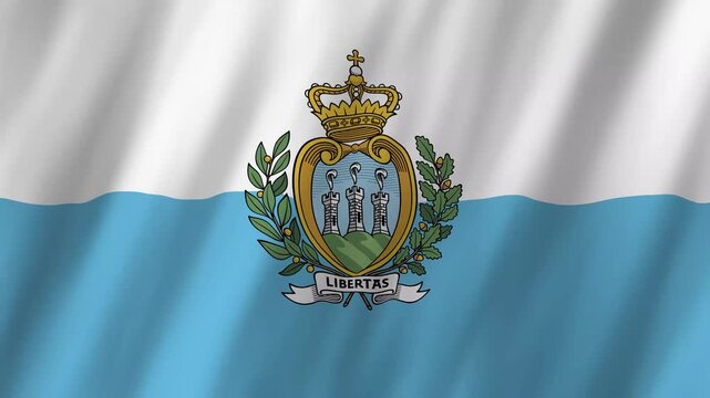San Marino National Flag Waving, Republic of San Marino 4K Animation
