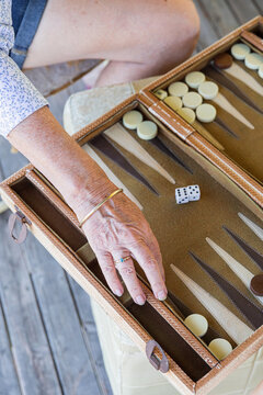 Detailed view of backgammon and game elements