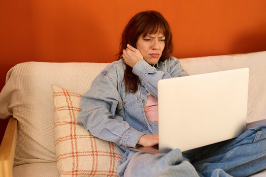 Working Comfortably From Home with concerned expression