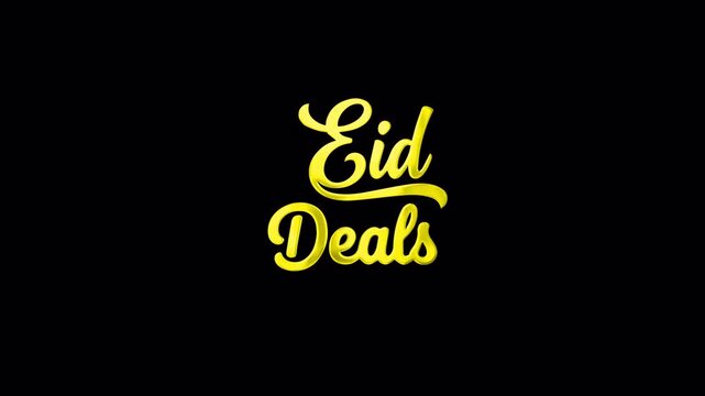 Luxurious 3D Gold Eid Deals Animated Typography Transparent