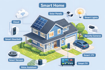 Smart Home Technology System Infographic Illustration