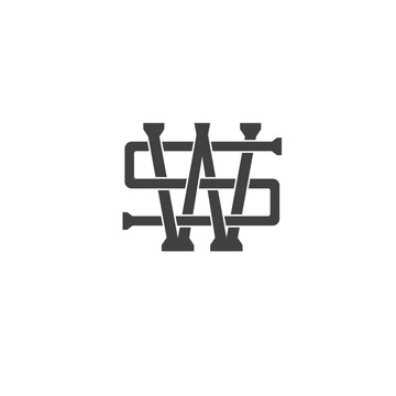 Industrial-style monogram logo featuring the letters S and W interlocked in a dark grey geometric line design