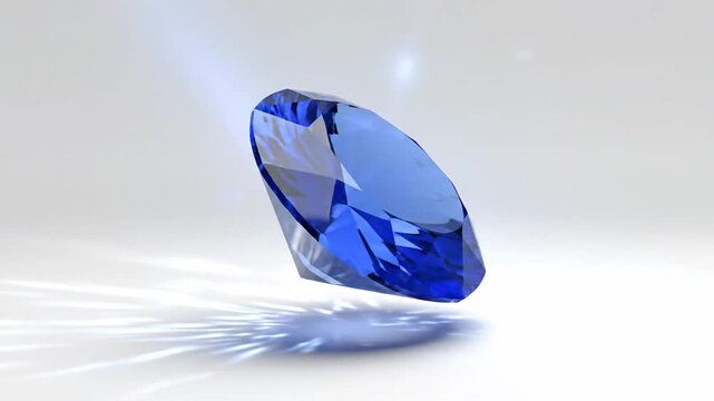 A luxury 3d reflection of a brilliant blue topaz gemstone isolated on white, featuring a precious shiny cut and expensive jewel quality for high-end jewelry gifts
