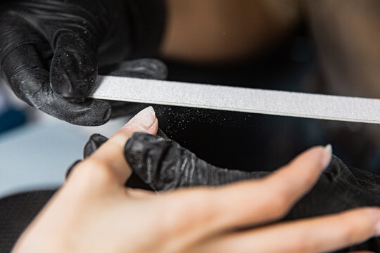 Skilful Manicure Nail Restoration Process 