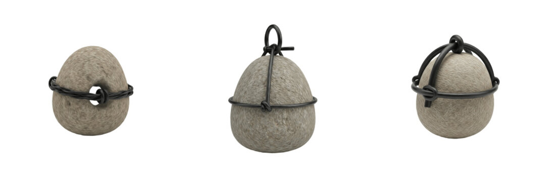 Stone trap weight, prehistoric hunting implement, Paleolithic and Neolithic snare and trap accessory, early human lithic hunting tool, primitive trap weight, archaeological artifact, ancient stone hun